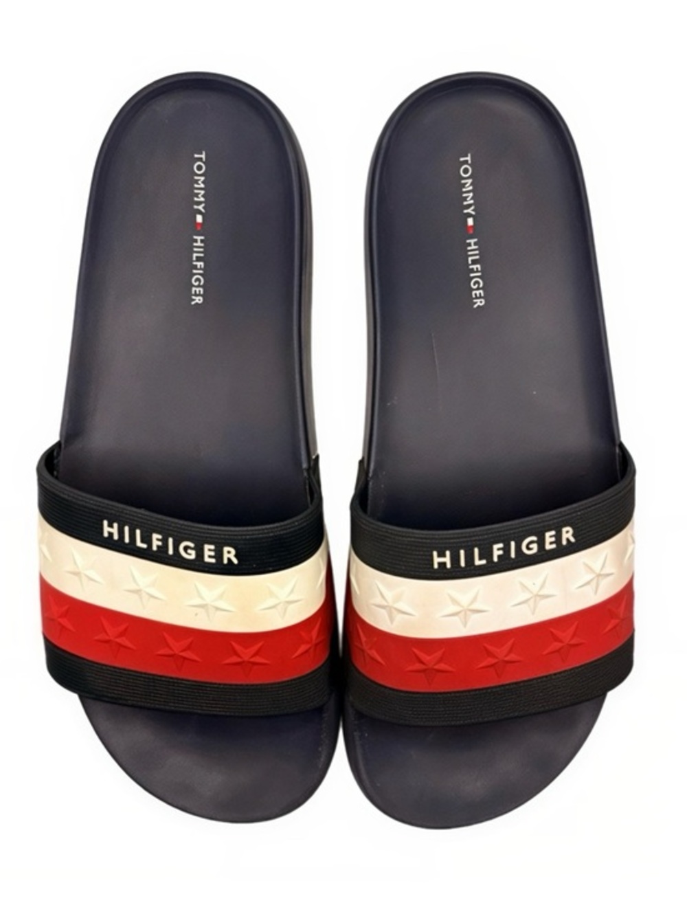 Tommy Hilfiger | Dulce 2 Dark Blue Red & White Slide Sandals Star Studded